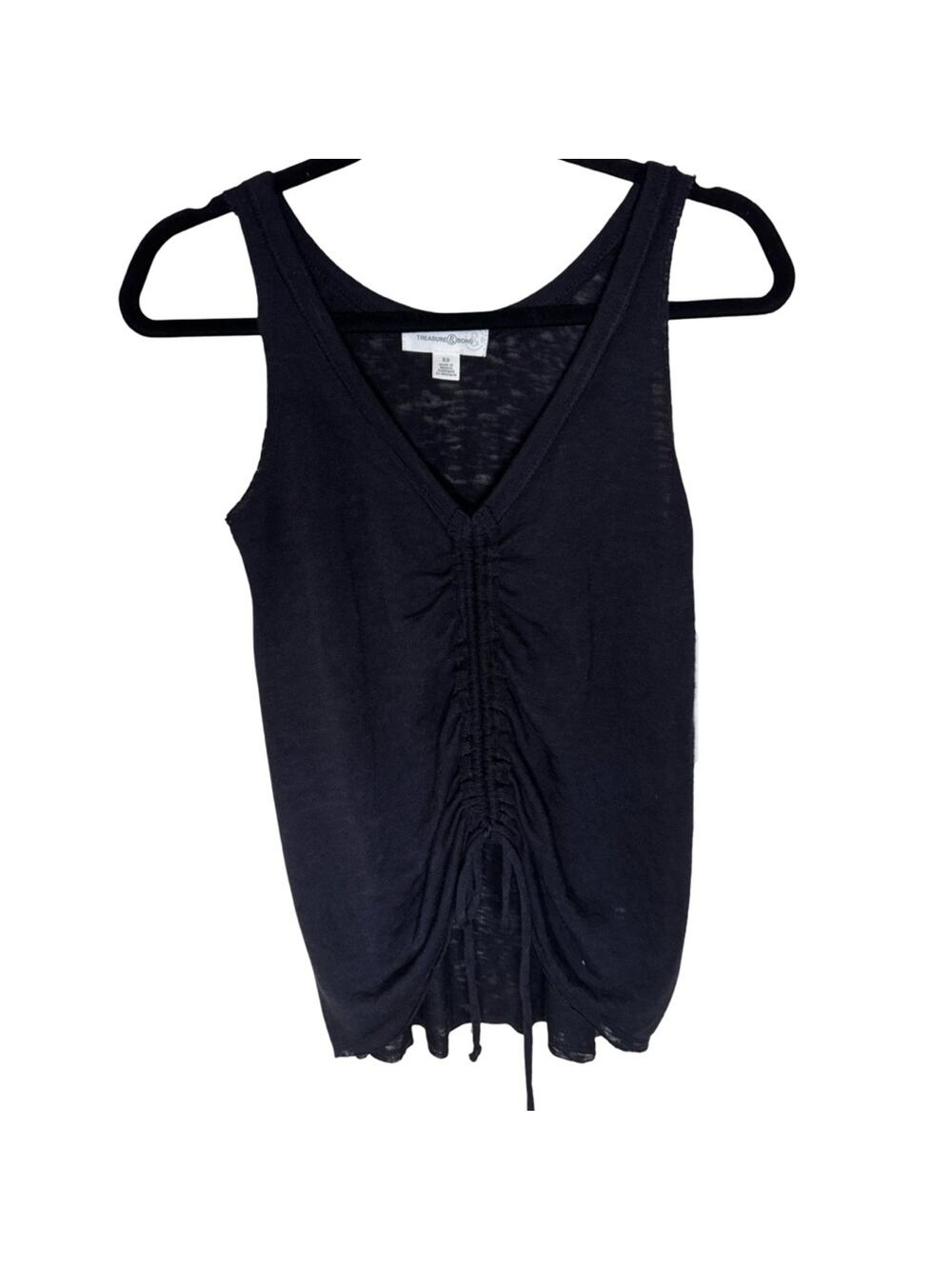 Treasure & Bond Cinched Front Knit Tank - Black Size XS